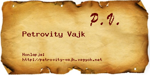 Petrovity Vajk névjegykártya